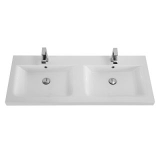 Раковина из искусственного мрамора с двумя чашами Cezares CZR-1200/480-2-LV-MR-ECO 120x480x155 белый